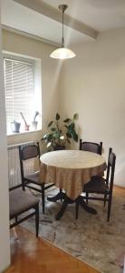 a dining room with a table and chairs and a plant at Tara 1 in Bitola +8 photos