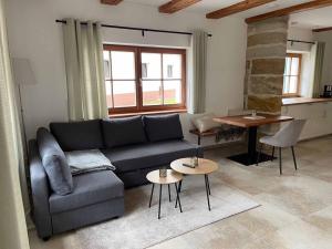 Χώρος καθιστικού στο Ferienwohnung Lindenblüte
