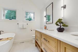 a bathroom with a sink and a tub and a toilet at StillWater Retreat in Dover +43 photos