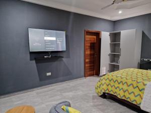KwabenyaにあるKirpal Villaのベッドと薄型テレビのある寝室