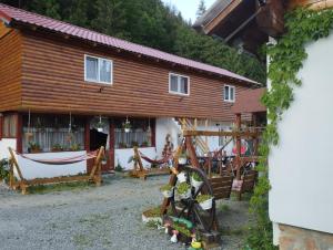 a house with a hammock outside of it at Cabana Dănuțza in Arieşeni