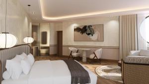 een hotelkamer met een bed en een woonkamer bij The Cole Boutique Hotel & Spa in Kaapstad