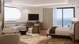 a hotel room with a bed and a living room at The Cole Boutique Hotel & Spa in Cape Town