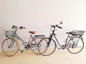 two bikes parked next to each other against a wall at Anka in Władysławowo +27 photos