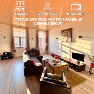 Χώρος καθιστικού στο Loft T2 avec terrasse sur la Grand Place d'Arras