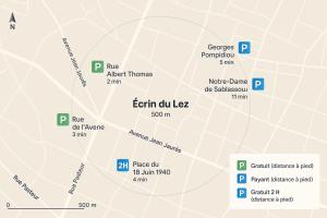 een kaart van de locaties voor de Europese kampioenschappen bij Séjour charmant à L'Écrin du Lez in Castelnau-le-Lez +3 foto's