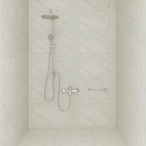 a shower in a bathroom with white walls at Appartement Meublé aux Almadies Élégance Confort et Sérénité in Ngor