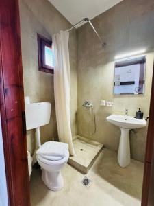 un bagno con un water e un lavandino di Faidrahouse ad Alikí Altre 32 foto