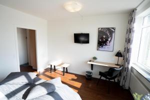 Televiisor ja/või meelelahutuskeskus majutusasutuses Hotel Medi