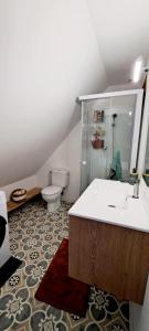 a bathroom with a sink and a toilet at Le Rochois T2 38m2 in La Roche-Derrien