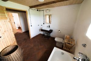 a bathroom with a sink and a toilet at Sielskie Siedlisko w Czerwonym Dworze in Węgorzewo +28 photos