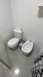 a white bathroom with a toilet and a sink at Brickell 2B in Tigre +9 photos
