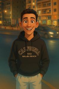 an illustration of a man wearing a hoodie at Alexandria in Cairo