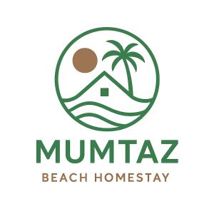 a beach house and palm tree in a circle logo at Mumtaz Beach Homestay in Dungun