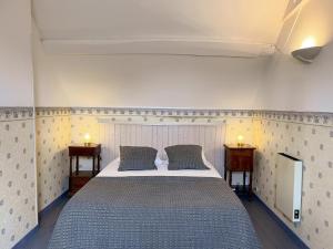 a bedroom with a large bed with two night stands at Maison 8 min du Zoo de Beauval, jardin, cheminée, tout inclus, proche Châteaux de la Loire - FR-1-491-429 in Châteauvieux