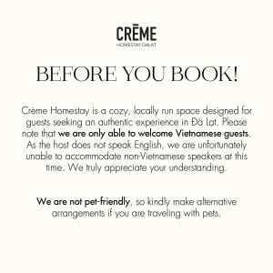 eine Seite eines Dokuments mit den Worten vor der Buchung in der Unterkunft Creme Homestay Đà Lạt in Khu Chi Lăng