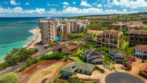 an aerial view of a resort and the ocean at Oceanview Kahana Villa - Walk to Beach & Dining in Kahana