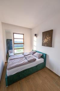 a large bed in a room with a window at Vila Natalijina Ramonda in Banja Luka