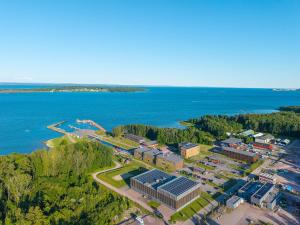 an overhead view of a building next to the water at RS Noatun in Horten