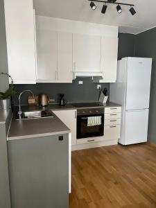 Η κουζίνα ή μικρή κουζίνα στο Flott leilighet sentralt i Oslo