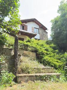 a house sitting on top of a green hill at Explora Picos de Europa in Cosgaya
