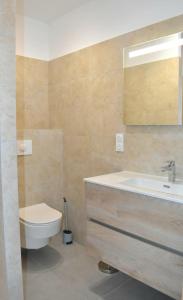 ein Badezimmer mit Waschbecken und Toilette in der Unterkunft Alivu bergerie Sotta hyper cosy in Sotta