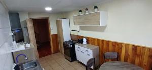 a kitchen with a sink and a stove top oven at Mi casa, tu casa in Punta Arenas