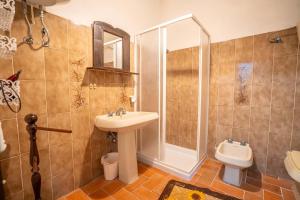 a bathroom with a sink and a shower and a toilet at Il Castagneto Country Retreat in Pozzuolo +51 photos