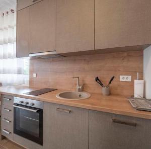 a kitchen with a sink and a counter top at Boljevic Apartments in Bečići