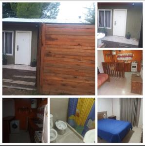 a collage of photos of a door and a house at cabaña martin in Sierra de la Ventana