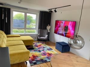 TV a/nebo společenská místnost v ubytování Hygge apartament