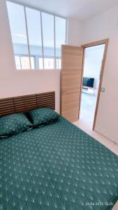 ニースにあるRoyal Lux Spacious seaside poolのベッドルーム1室(ベッド1台、緑の掛け布団付) +44枚の写真