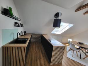 eine Küche mit Spüle und Arbeitsplatte in der Unterkunft Moselluft2 in Leiwen