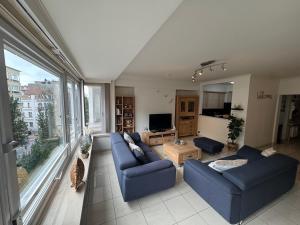 Μια τηλεόραση ή/και κέντρο ψυχαγωγίας στο Appartement spacieux & familial à 400m de la plage d'Ostende 2 chambres avec patio by La Conciergerie