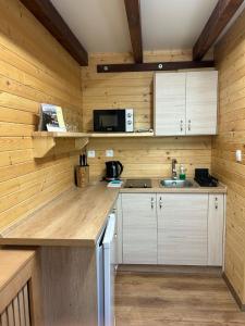 Kuchyňa alebo kuchynka v ubytovaní Apartmán Eliška Drevený raj