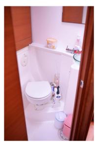 a small bathroom with a toilet and a sink at Adriatic Blue Voyage in Tivat