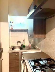a small kitchen with a sink and a stove at Apartment in Alexandria! in Alessandria