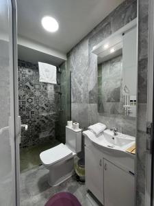a bathroom with a toilet and a sink at Villa Rako Struga in Struga