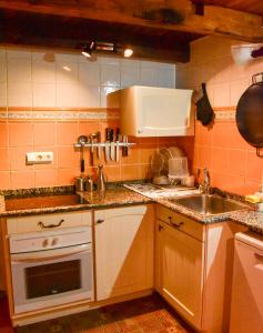a kitchen with a sink and a stove at Iaulin Borda B&B in Zubieta