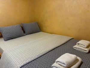 a bedroom with a bed with two towels on it at Apartmani Dimitrijevic in Kaludjerske Bare