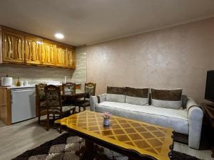 a living room with a couch and a table at Apartmani Dimitrijevic in Kaludjerske Bare