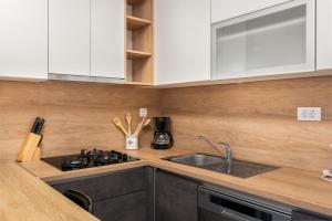 Kuchyň nebo kuchyňský kout v ubytování Apartment UGA
