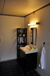 a bathroom with a sink and a mirror at Fyresdal Bed and Breakfast in Moland