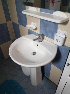 コスティネシュティにあるPensiunea Casa Johnellyのバスルーム(白い洗面台、トイレ付)