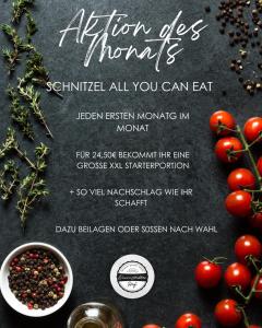 a flyer with tomatoes and a bowl of spices at Darmstädter Hof in Mainz
