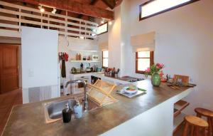 una cocina con fregadero y encimera en La Barralière, en Tulette