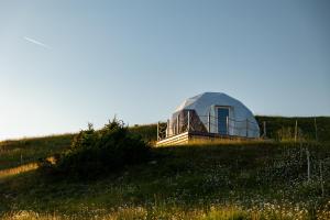 a dome house on top of a hill at Stargazing Glamping Domes Golte in Mozirje