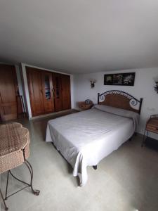 a bedroom with a large bed and a chair at La Buena Vida, el Palmar in El Palmar