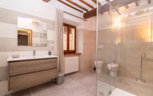 a bathroom with a sink and a shower and a toilet at L'Olivazzo Apartment in Chiusi +66 photos
