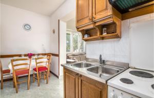 a kitchen with a sink and a table with a chair at Nice Apartment In Silo With Wifi in Šilo
